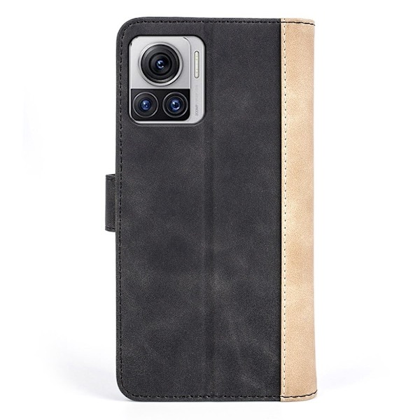 Tvåfärgat Motorola Edge 30 Ultra / Motorola Moto X30 Pro fodral i läder - Svart Svart