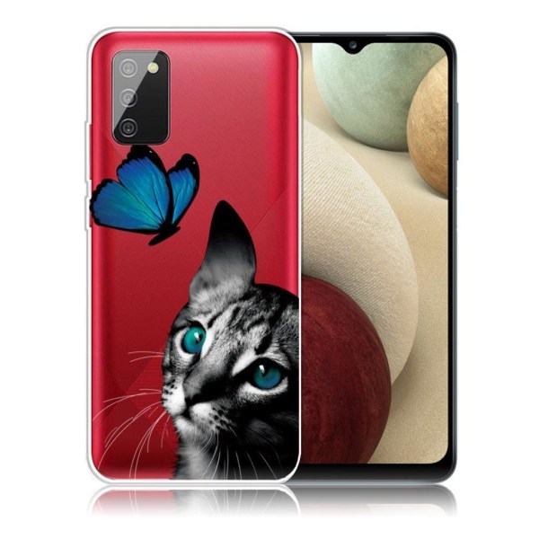 Deco Samsung Galaxy A02s Etui - Cat / Butterfly Multicolor