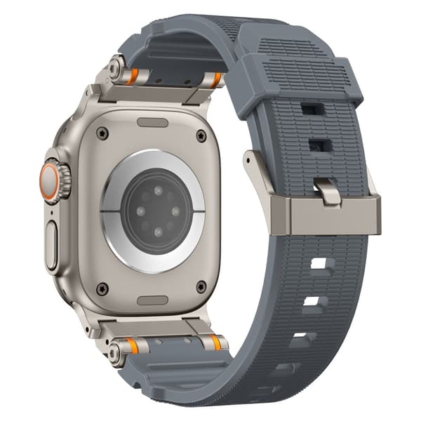 Urrem Apple Watch Series 49mm - 45mm - 44mm - 42mm Fleksibel justerbar håndledsrem - Titanium + Grå Silver grey