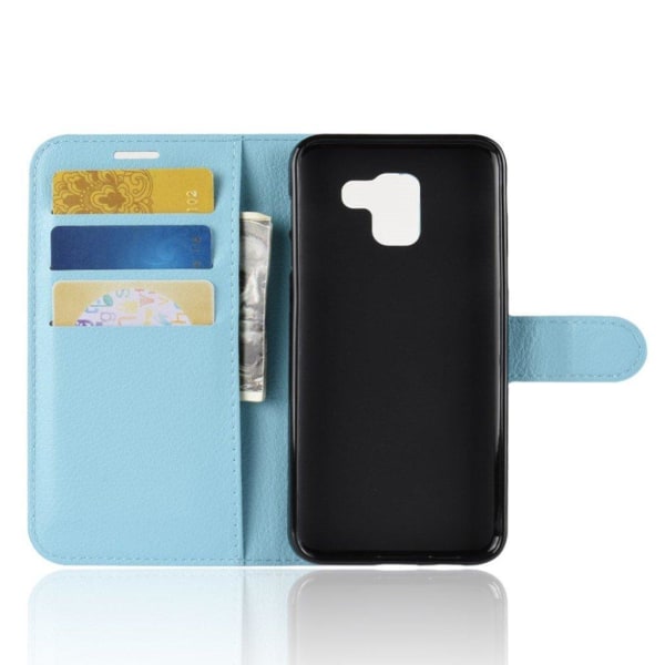 Samsung Galaxy J6 (2018) mobilfodral PU läder TPU plånbok ståend Blå