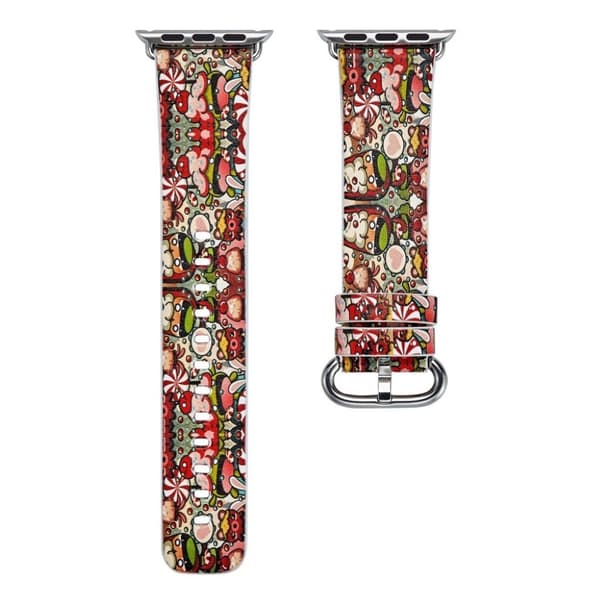 Apple Watch Series 4 40mm erstatnings urrem i læder med mønster - Stil L Multicolor