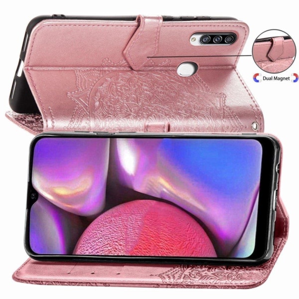 Mandala läder Samsung Galaxy A20s fodral - Rosa Rosa