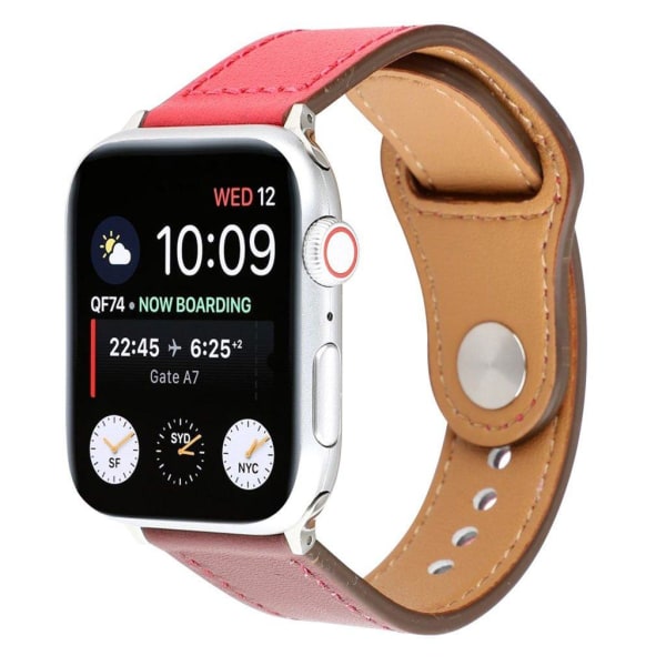 Apple Watch Series 4 44mm ægte læder nitte fastener Urrem - Rød Red