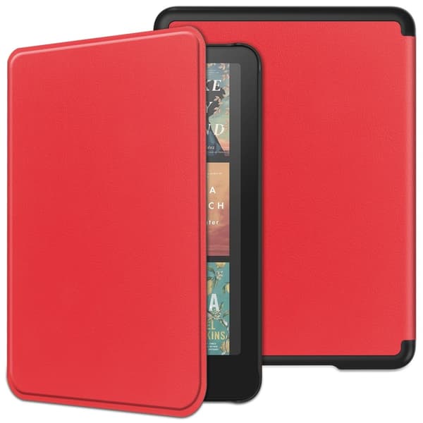 Amazon Kindle Paperwhite (2024) Etui Bumpresistent og PU E-Reader Cover Support Auto Wake / Sleep - Rød Red