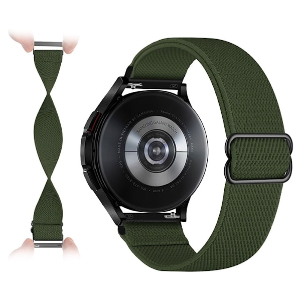 22 mm universellt elastiskt klockarmband i nylon - Militärgrön Grön