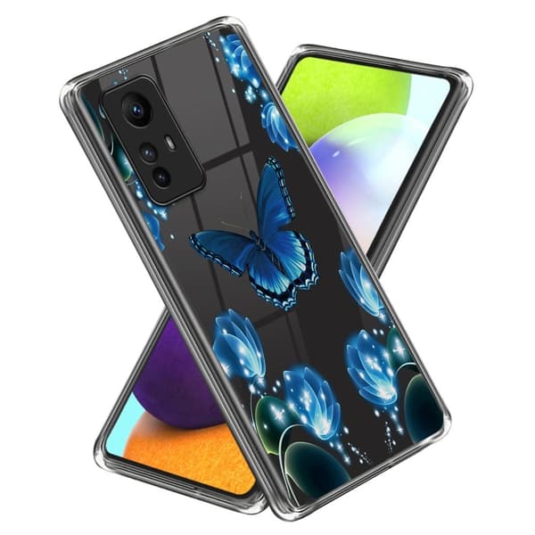 Deco Xiaomi Redmi Note 12S cover - Sommerfugl Og Blomst Blue
