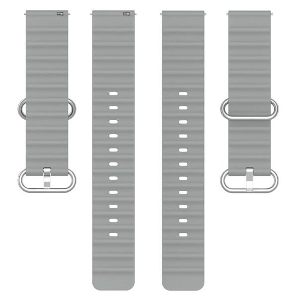20 mm klockarmband i silikon med universell vågdesign - Grå Silvergrå