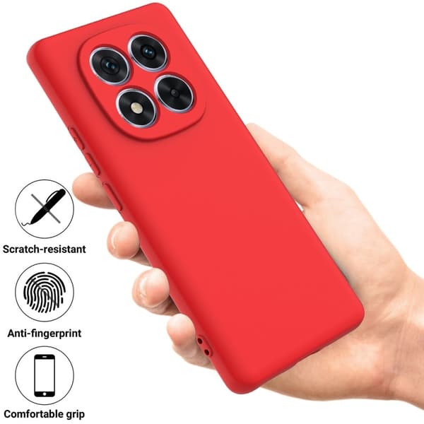 Xiaomi Redmi Note 14 Pro 4G Flydende silikoneetui Telefonbagside med håndrem - Rød Red