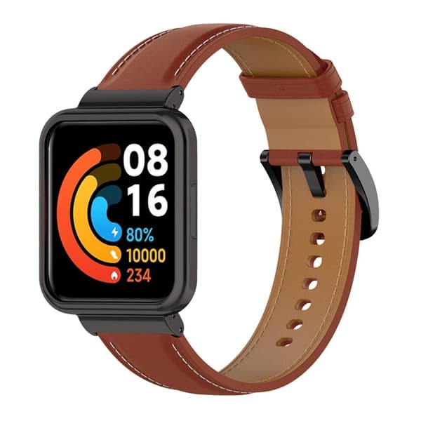 Xiaomi Redmi Watch 2 Lite Urrem i ægte læder - Mørkebrun Brown