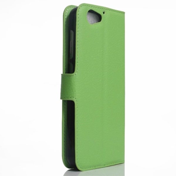 HTC A9s stilfuldt læder-etui m. kortholder - Grøn Green