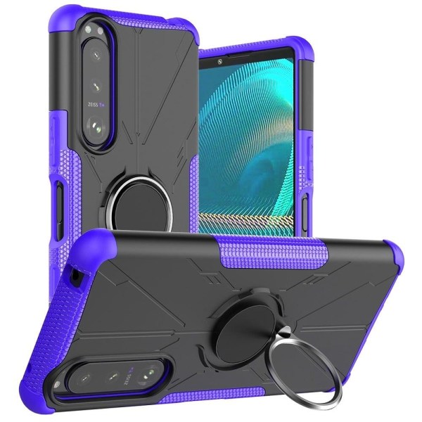 Kickstand-skydd med magnetisk platta för Sony Xperia 5 III - Lila Lila