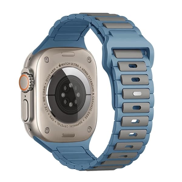 Dual Color silikone rem Apple Watch Series 41mm - 40mm - 38mm - Grå + Blå Blue