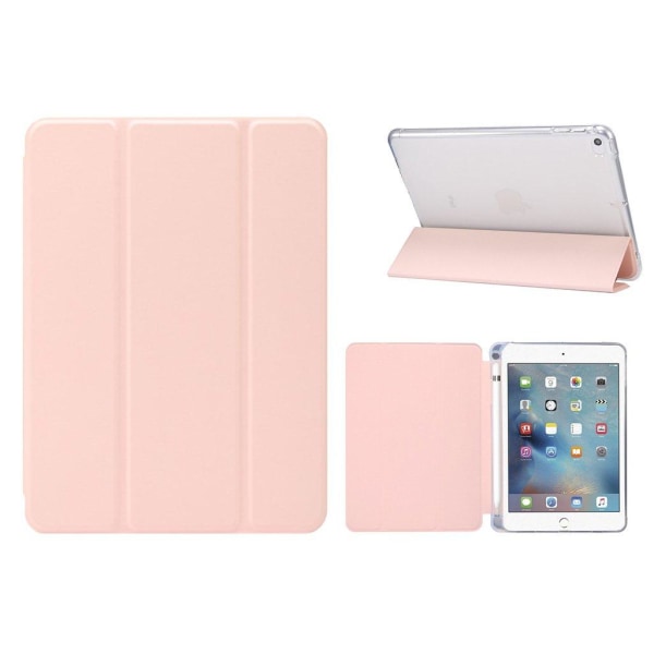 Skin Feeling Tri-fold Stand Leather Flexible Protection Cover wi Pink