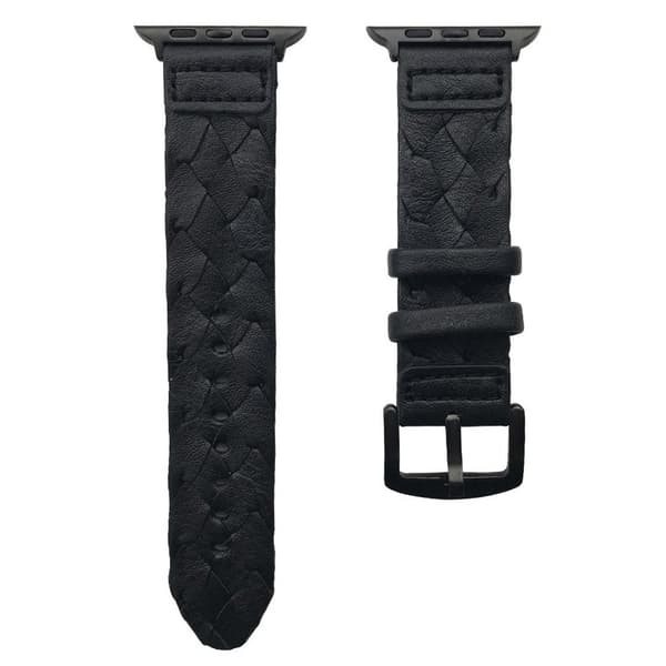 Apple Watch Series 5 40mm holdbar ægte læder Urrem - Sort Black