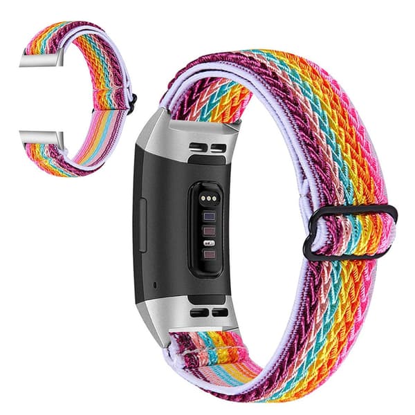Fitbit Charge 3 nylon-urrem i sportsstil - Regnbue Multicolor