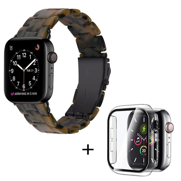 Apple Watch SE 2022 (40mm) klockarmband med 3 pärlor i resin och genomskinligt hölje - Matt Armégrön Grön