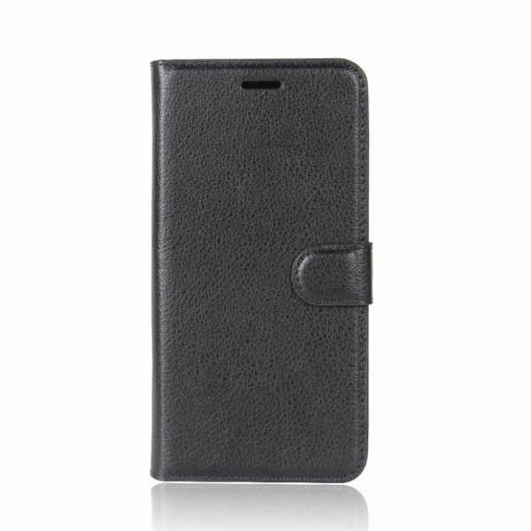 Samsung Galaxy J5 (2017) litsipintainen nahkakotelo - Musta Black