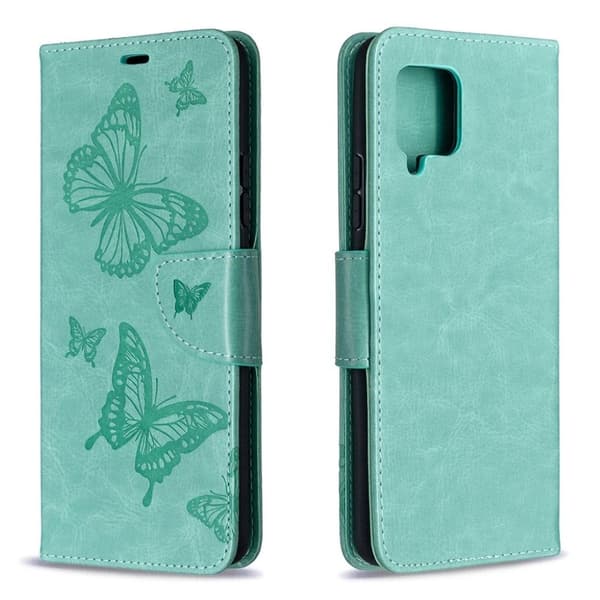 Butterfly Samsung Galaxy A42 5G Flippetui - Cyan Green