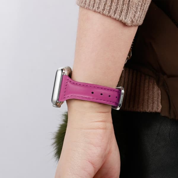 Apple Watch (41mm) B6 urrem i ægte læder - Rose / Størrelse: L Pink