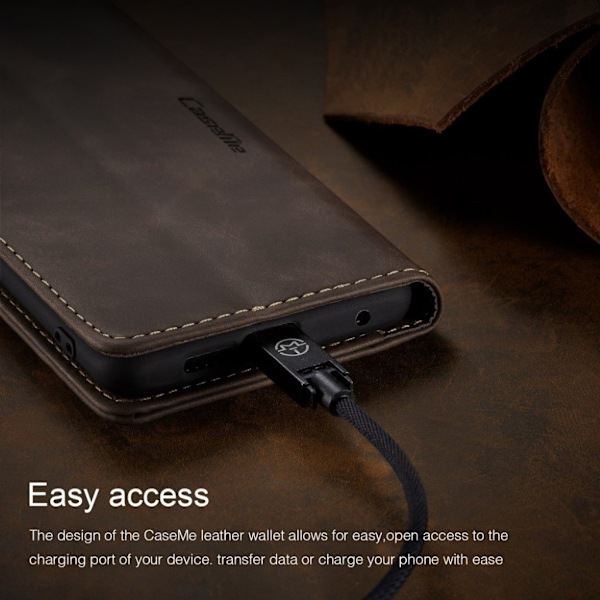 CaseMe Samsung Galaxy A70s Vintage kotelot - Kahvi Brown