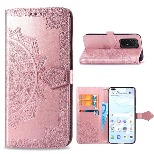 Mandala Huawei P40 Flip etui - Rødguld Pink