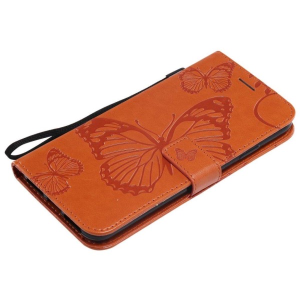 iPhone 9 Plus Perhos Printti Kuvioitu Synteetti Nahkainen Lompak Orange