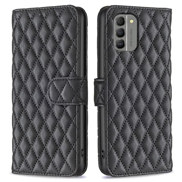 Rombuskuvioinen matta läppäkotelo Nokia G310 - Musta Black