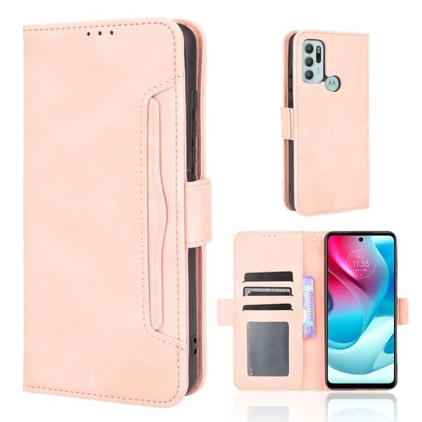 Modern-styled Læder Pung Etui til Motorola Moto G60s - Lyserød Pink
