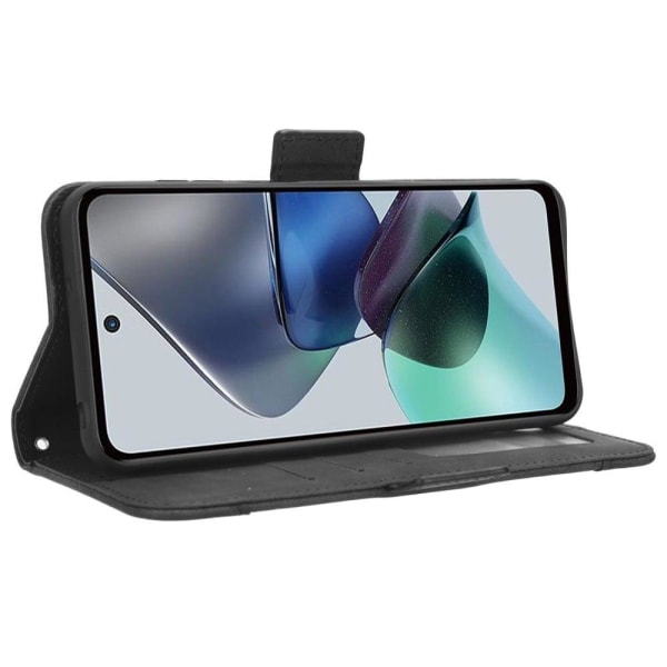 Stilfuldt Læder Etui med Pung til Motorola Moto G23 / G13 - Sort Black