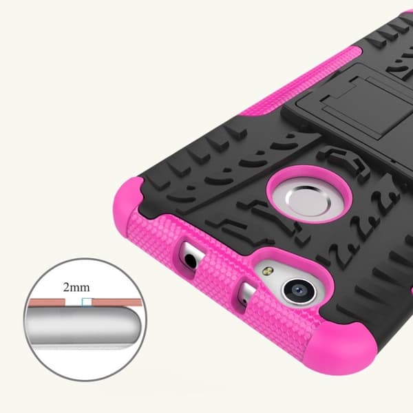 Huawei Nova hybriddeksel m. kickstand og dekktekstur - Varm rosa Pink