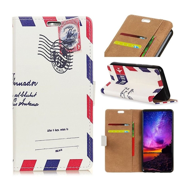 Sony Xperia 10 mønster læder etui - Retro Poststempel Multicolor