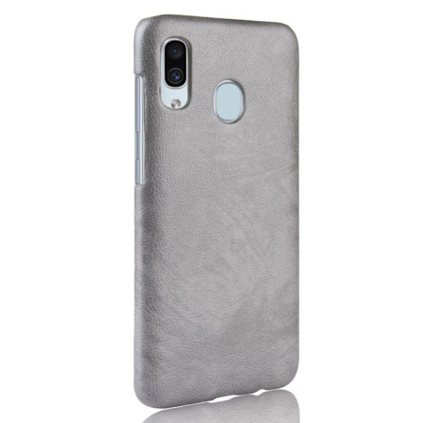 Samsung Galaxy A20e litchi belagt deksel - Grå Silver grey