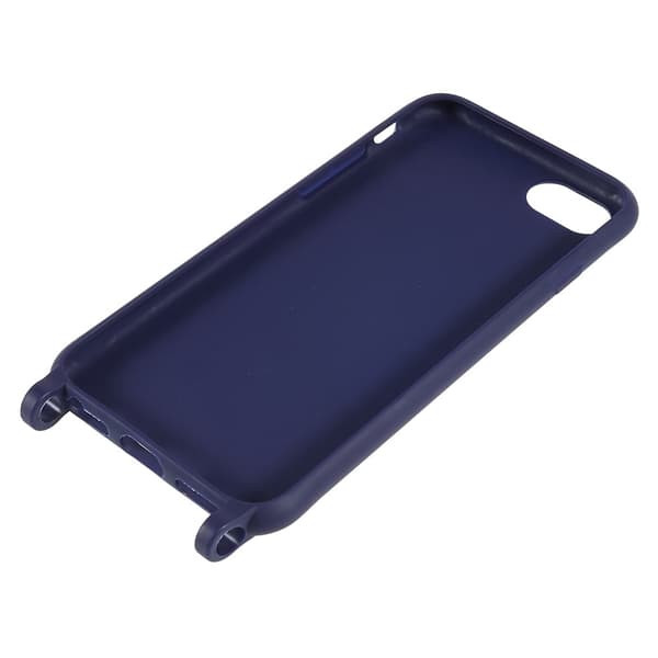 Tynt TPU-deksel med matt finish og justerbar stropp til iPhone SE (2022) / SE 2020 / 8 / 7 - Mørkeblå Blue