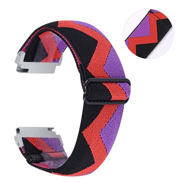 20mm Samsung Galaxy Watch 3 (41mm) / Watch Active / Gear S2 elastinen kellonauha - Violetti / Punainen / Punainen Multicolor