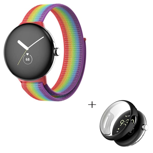 Google Pixel Watch nylonkellohihna mustalla suojuksella - Monivärinen Multicolor