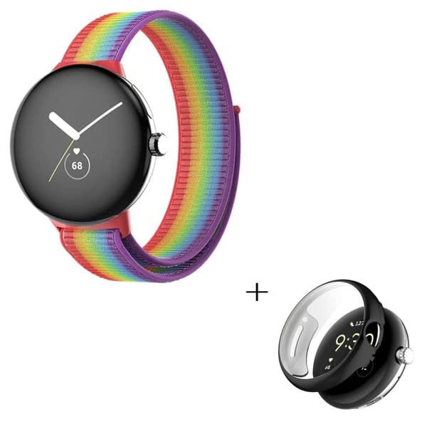 Google Pixel Watch nylonklokkerem med svart deksel - Flerfarget Multicolor