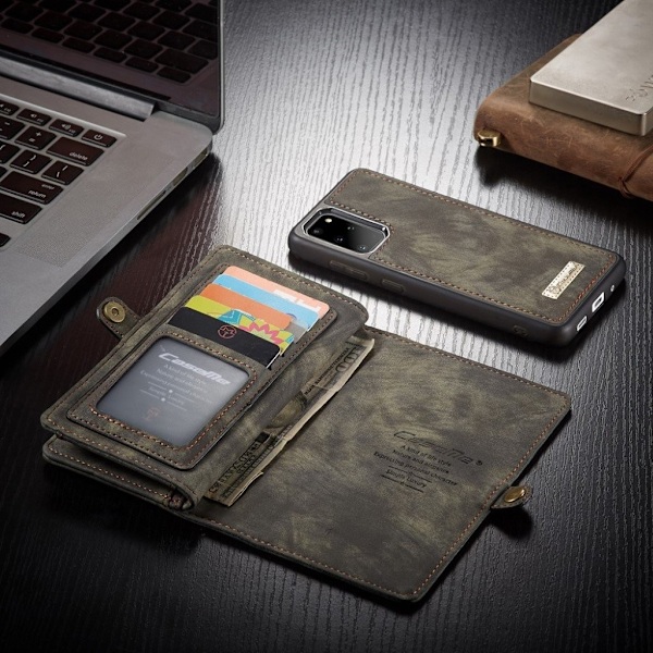 CaseMe Samsung Galaxy S20 Plus Zipper Wallet Etui - Grå Silver grey