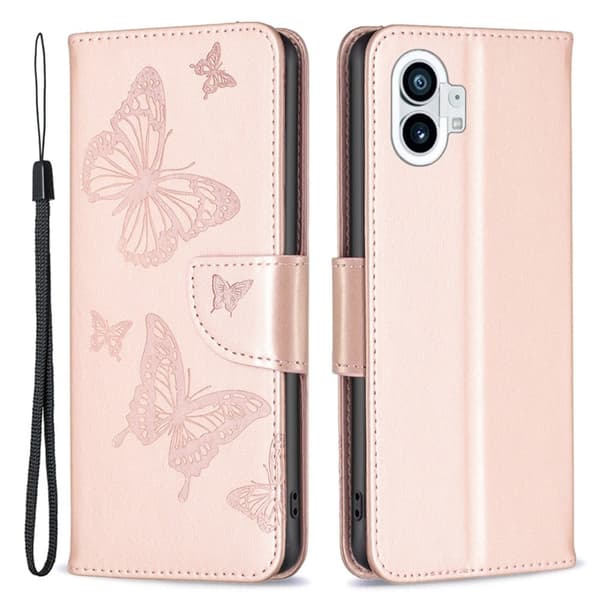 Butterfly Nothing Phone (1) Flippetui - Rose Gull Pink