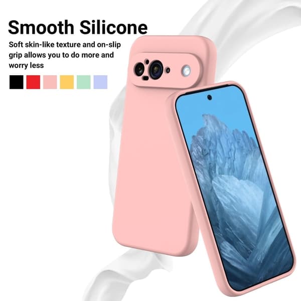Matt Google Pixel 9 skal av flytande silikon - Rosa Rosa