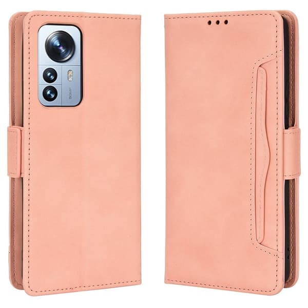 Modernt Xiaomi 12 Pro fodral med plånbok - Rosa Rosa
