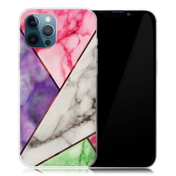 Marmormotiv iPhone 13 Pro skal - Lila / Rosa / Vit / Grön multifärg