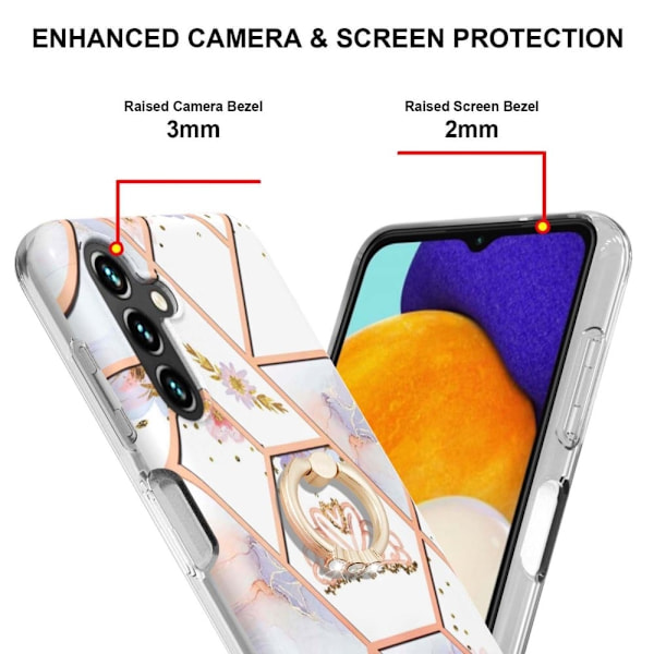 Marble Patterned Suojakuori With Ring Holder For Samsung Galaxy A13 5G - Kruunu Multicolor