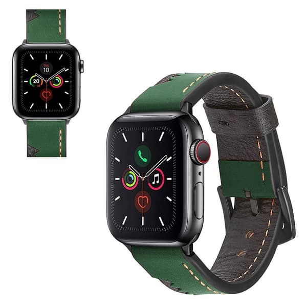 Ekte lær taggete klokkerem til Apple Watch Series 5 / 4 40mm - Grønn Green