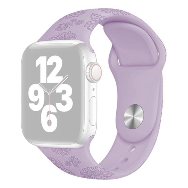 Apple Watch (45mm) yksivärinen kuvioitu silikonikellon hihna - Violetti Auringonkukka Purple