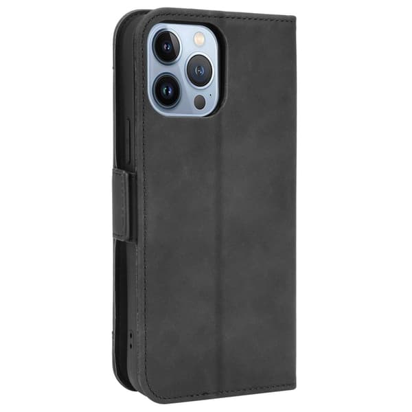 Stilig Læretui med Lommebok til iPhone 14 - Svart Black