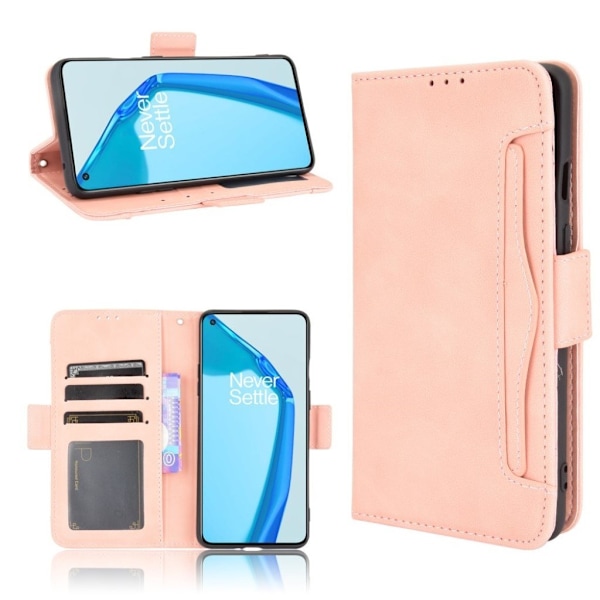 Modernt OnePlus 9R fodral med plånbok - Rosa Rosa