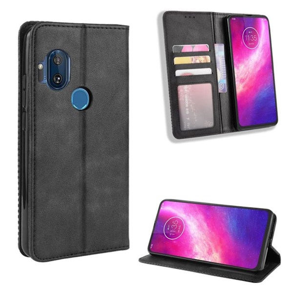 Bofink Vintage Motorola One Hyper nahkakotelo - Musta Black
