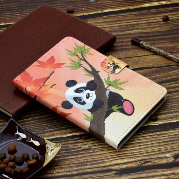 Lenovo Tab M10 FHD Plus pattern printing leather case - Panda on Multicolor