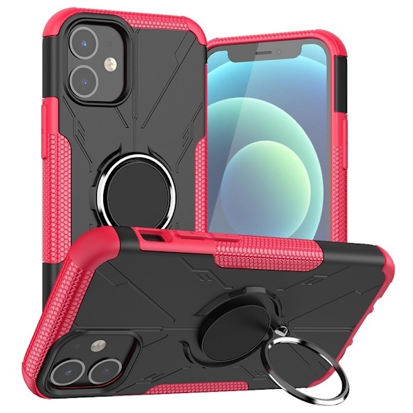 Kickstand-skydd med magnetisk platta för iPhone 12 Mini - Ros Rosa