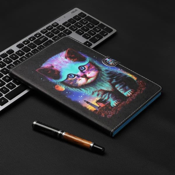 Samsung Galaxy Tab A7 10.4 (2020) cool mönster läder flip fodral - katt multifärg
